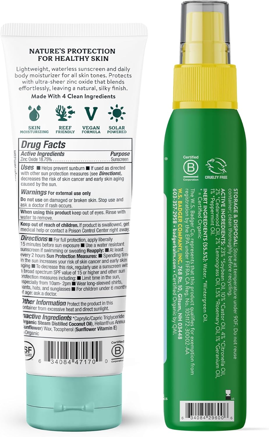 Badger Bug Repellent and Daily Sunscreen Bundle - Bug Spray, SPF 30 Daily Mineral Sunscreen - DEET-Free Insect Repellent and Daily Sunscreen with Zinc Oxide