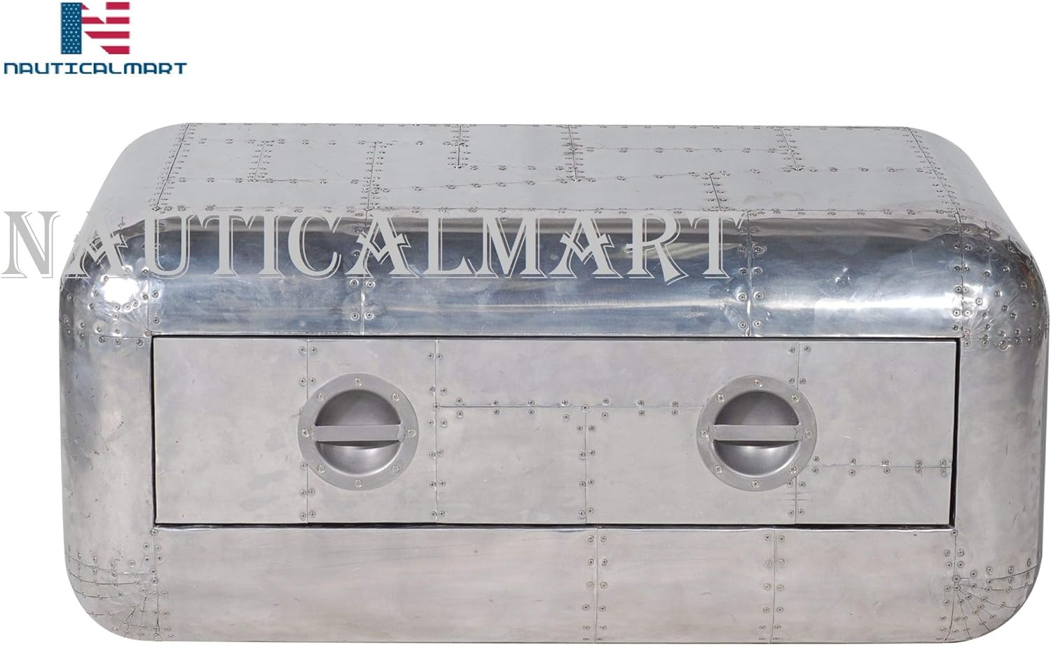 NauticalMart Vintage Blackhawk Coffee Table with Two Drawer
