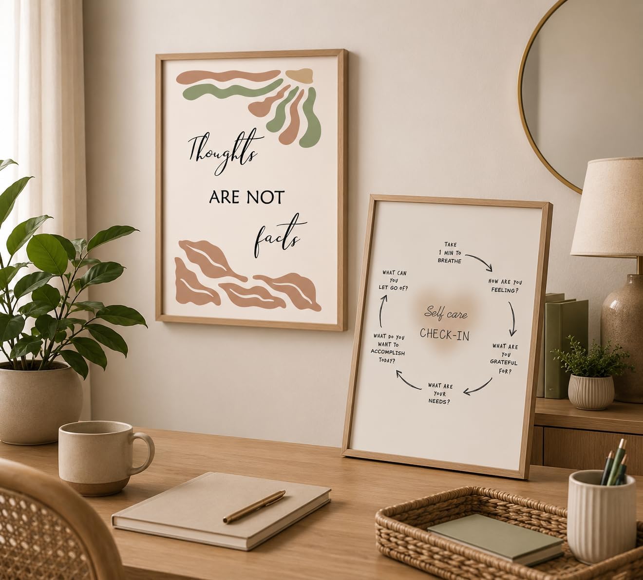 6pcs Mental Health Posters Wall Art Boho Motivational Psychology Wall Decor Pictures Inspirational Positive Quotes Canvas Poster Prints for Classroom School Office Home Decoration 8x10in Unframed