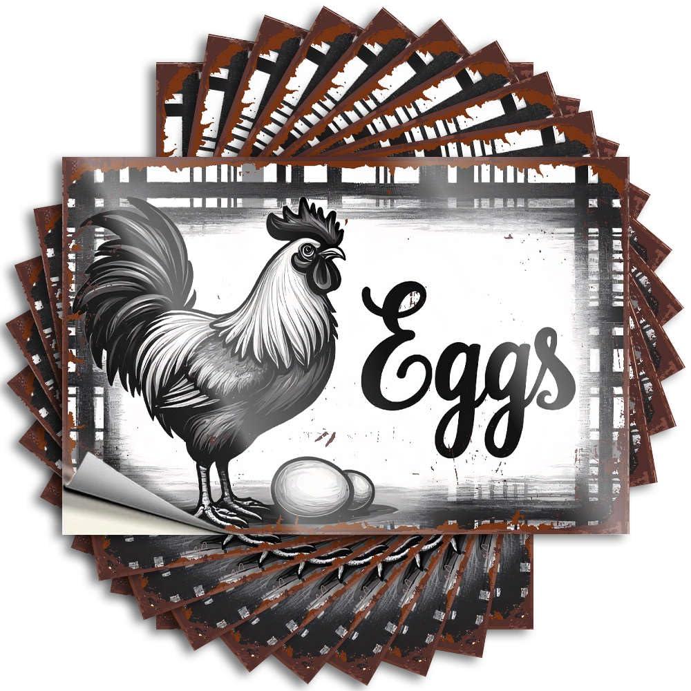 Tattoos Vintage Outdoor Decor Peel and Stick - Rooster with Eggs On A Farm. Bumper Sweet Waterproof Vinyl for Girls(12X18CM)
