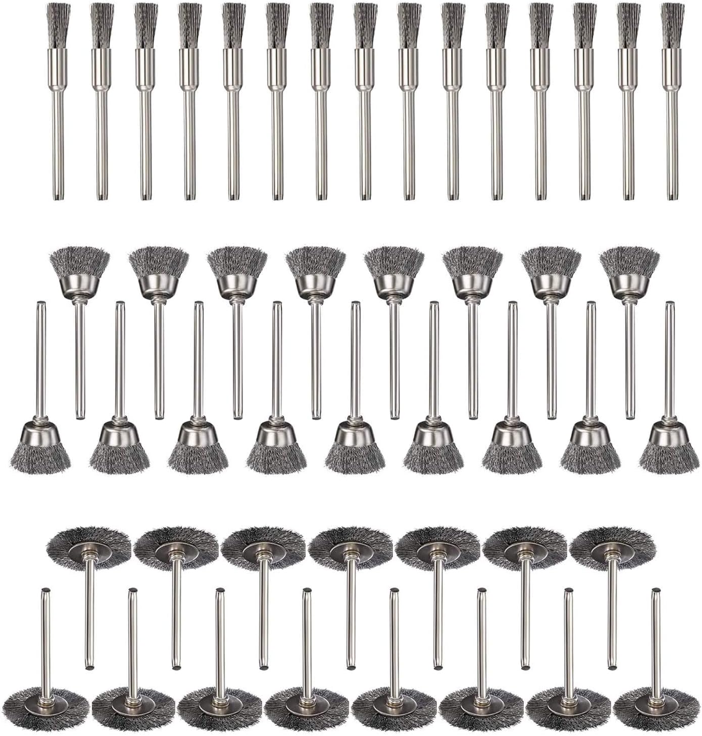 Wire Brushes Set, ZFE 90 Pcs Steel Wire Wheel Brushes pen-shape bowl-shape Polishing Wheel Cup Brush Set Buffing Wheel Kit Accessories for Rotary Tools