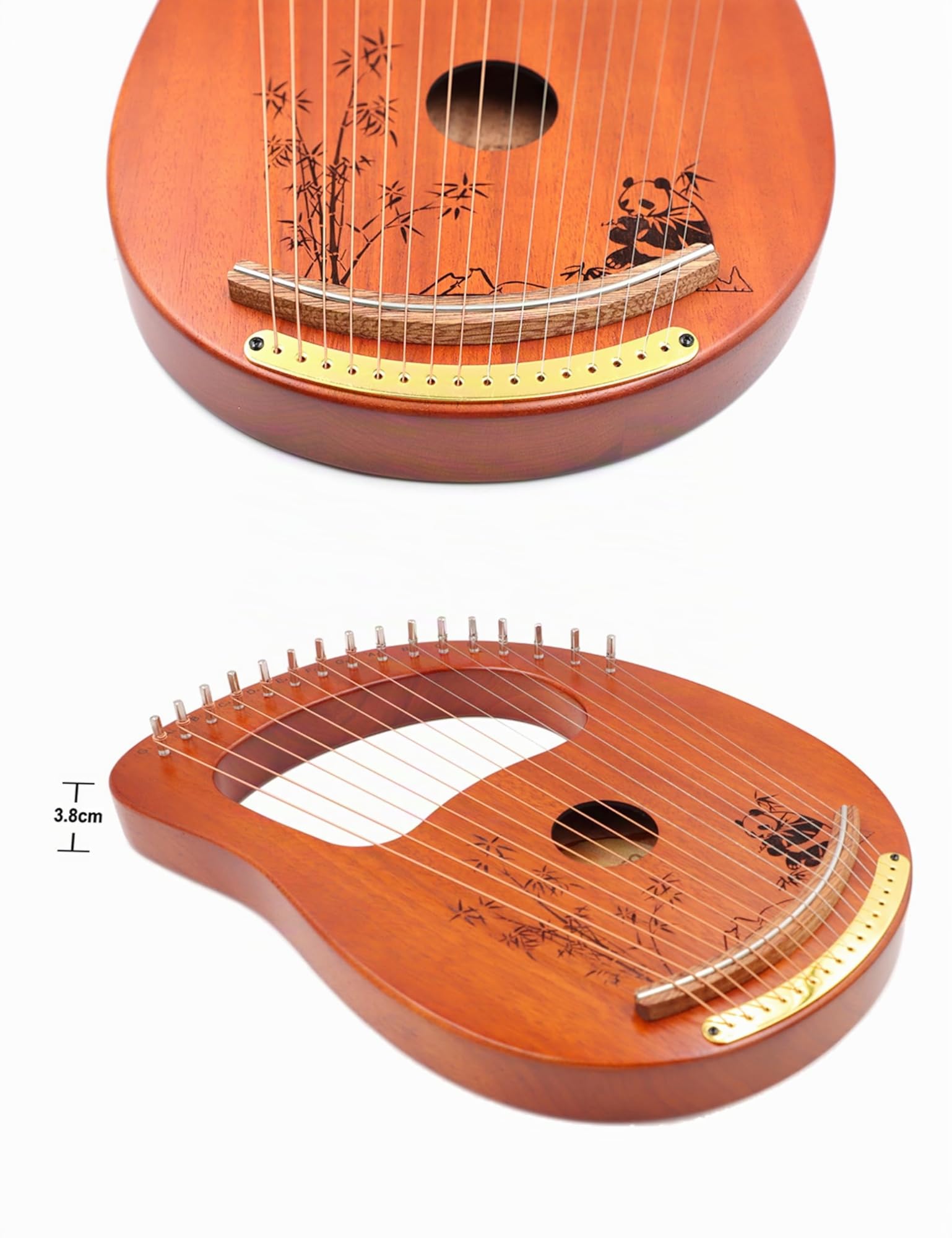 Rayzm Lyre Harp, strumento lira in legno massello di mogano con design brevettato, arpa portatile a 16 corde in metallo per adulti/bambini/principianti