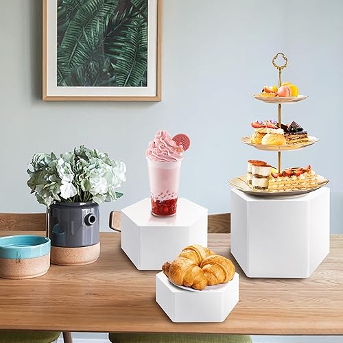 Miniatura 9 de 6 elevadores de buffet, elevadores de alimentos para mesa de bufé, elevadores de exhibición de cubos acrílicos con parte inferior hueca, soporte