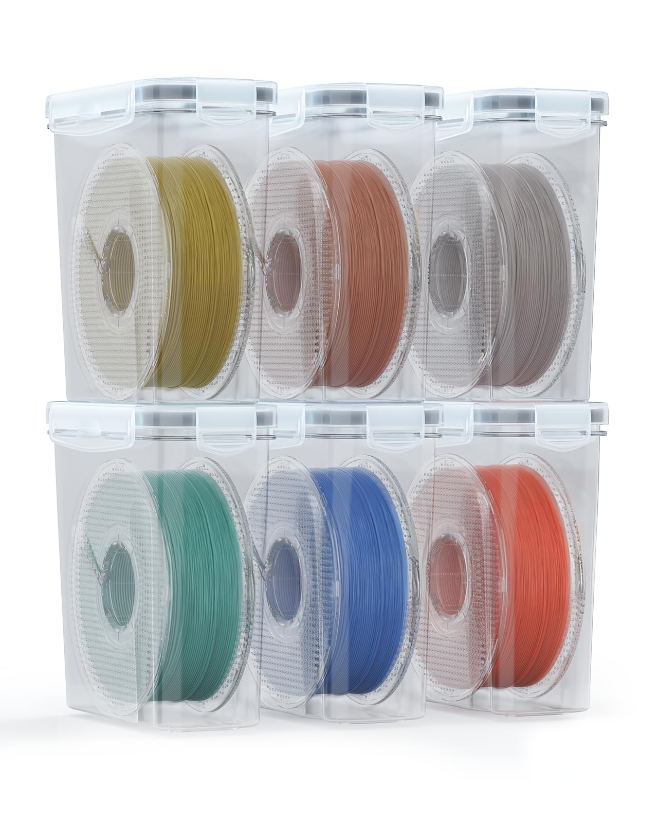 AMZPro Filament Storage Box - 6 Pack Filaments Container for 3D Printing Filaments Sealing and Protection - Portable Filament Storage with Desiccant,