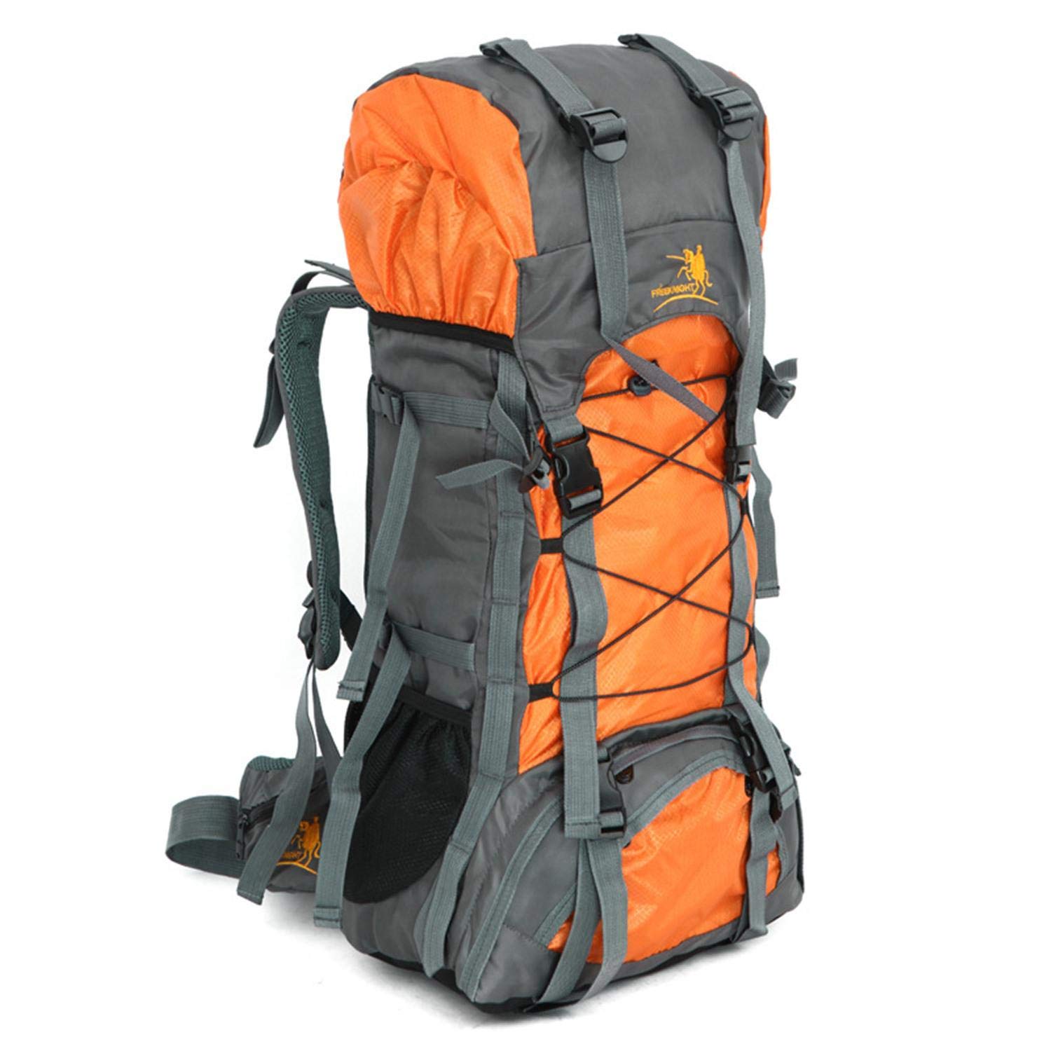 60L Outdoor Mountaineering Bag Large Capacity Waterproof Fashion Foldable Backpack for Hiking Camping Fishing Traveling Orange