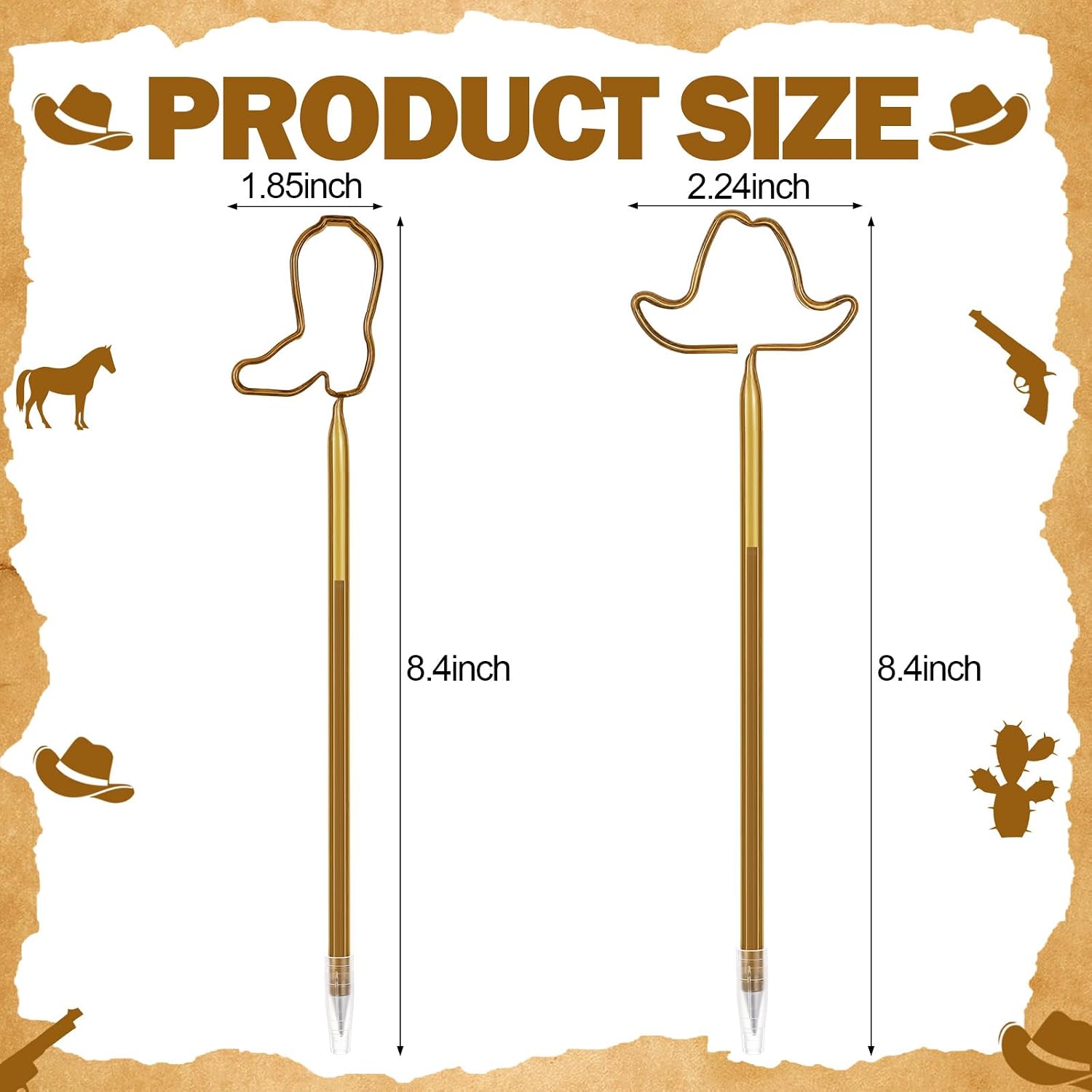 Crtiin 36 Pcs Western Cowboy Ballpoint Pens Fun Novelty Hats Boots Pens image 2