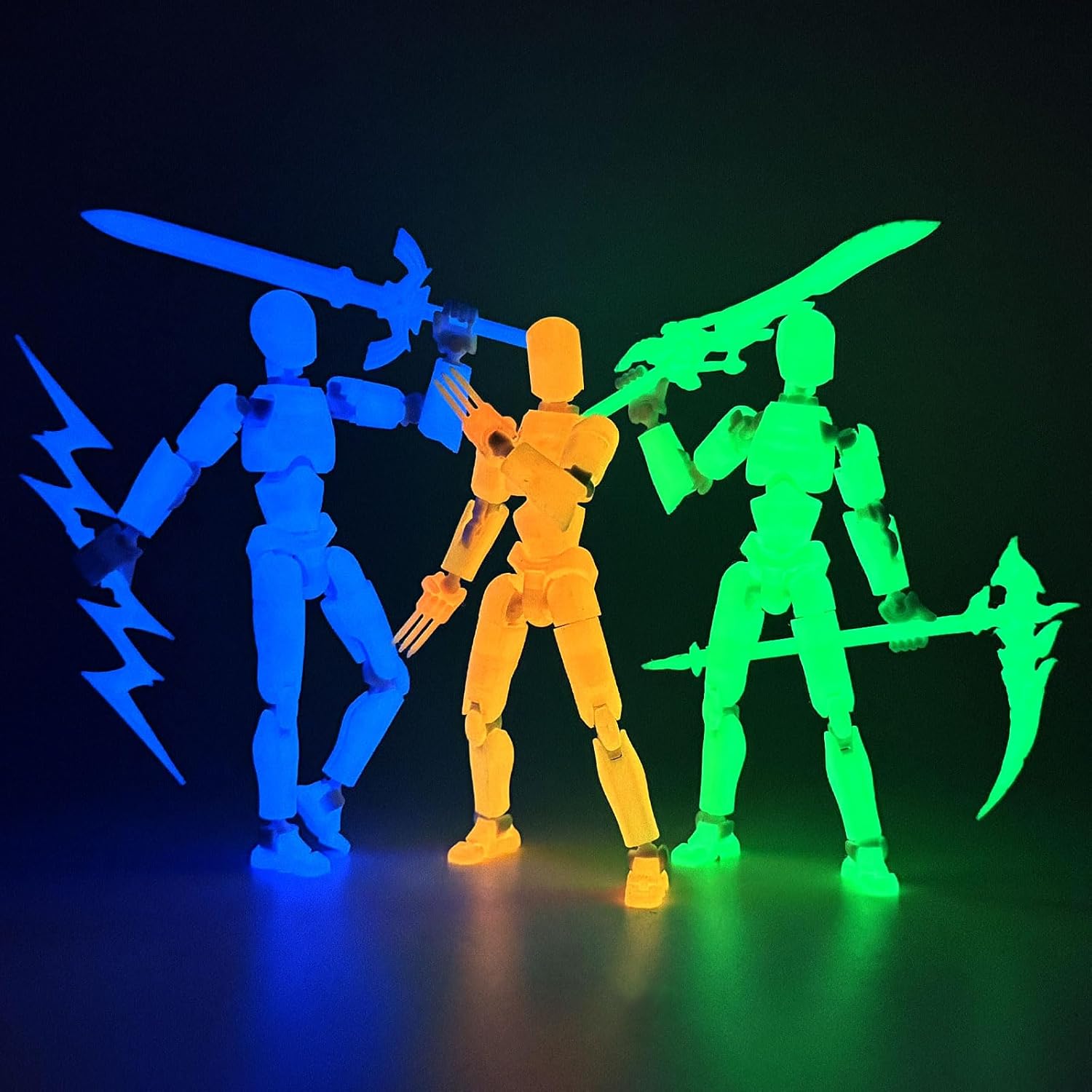 Luminous Titan 13 Action Figures Set, Multi-Colored Dummy 13 Lucky Robo Dummy Nova Collection, 3D Printed with Laser Saber, 5-Pack (5-Colors)