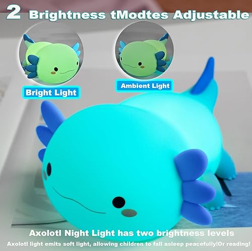 Miniatura 3 de DREAMING MY DREAM Axolotl Night Light for Kids,Cute Axolotl Gifts lamp Rechargeable Light Table Bedside Lamp,LED Animal Silicone Nursery Night Lamp