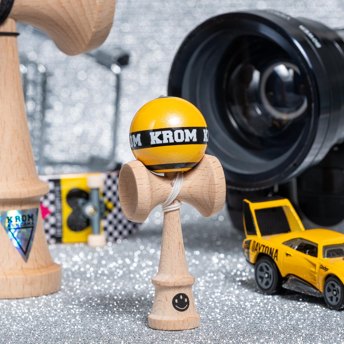 KROM Kendama MIKRO Yellow - Mini Kendama Made of Beech Wood - Fully Playable - Pocket Size - For Beginners & Professionals - Image 3