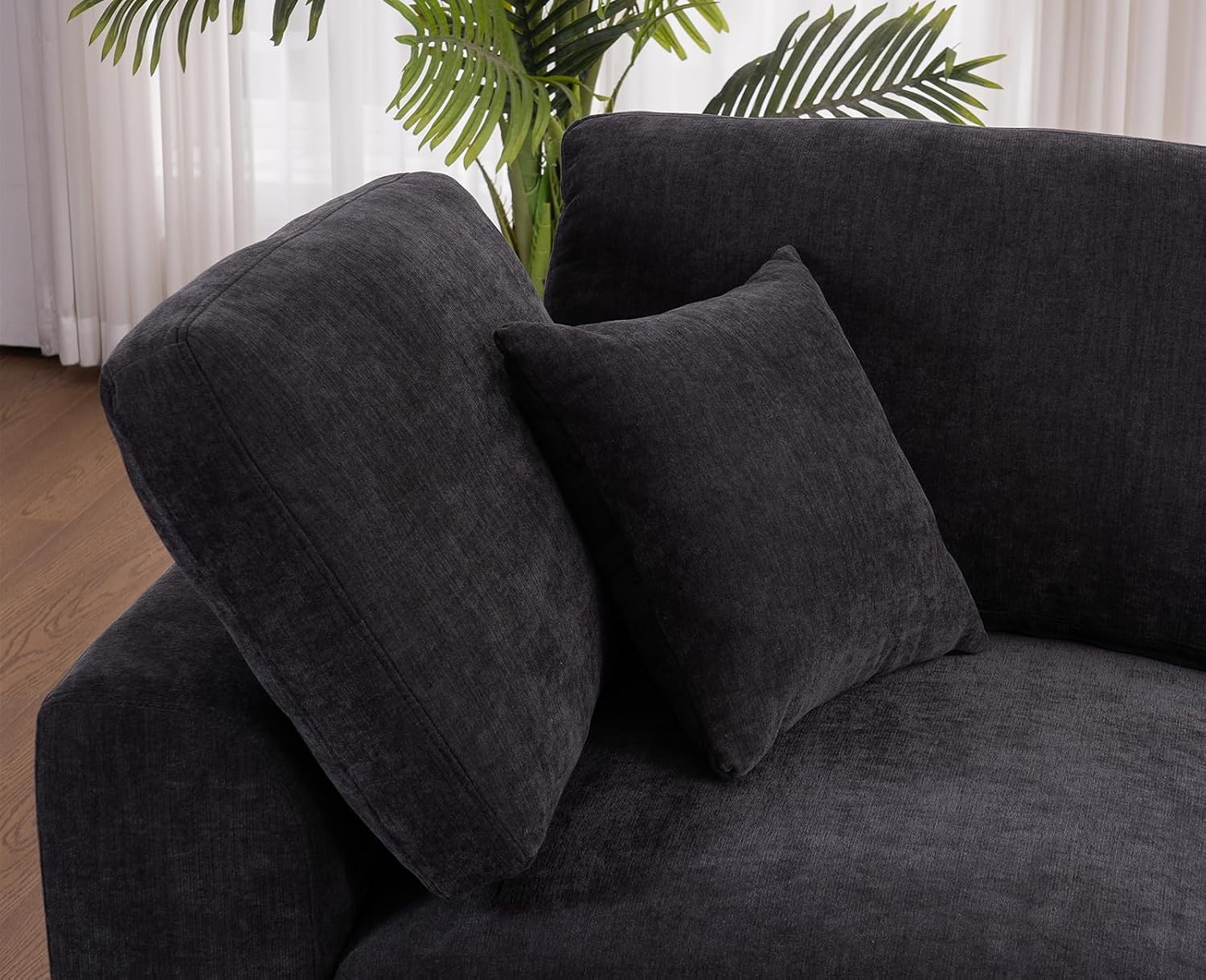 Oversized Modular Sectional Sofa Couch, Large 7 Seater Corner Sofa Modern U Shaped Sectional Couch with Ottoman Cloud Couches for Living Room, Office, Spacious Space, Black thumbnail