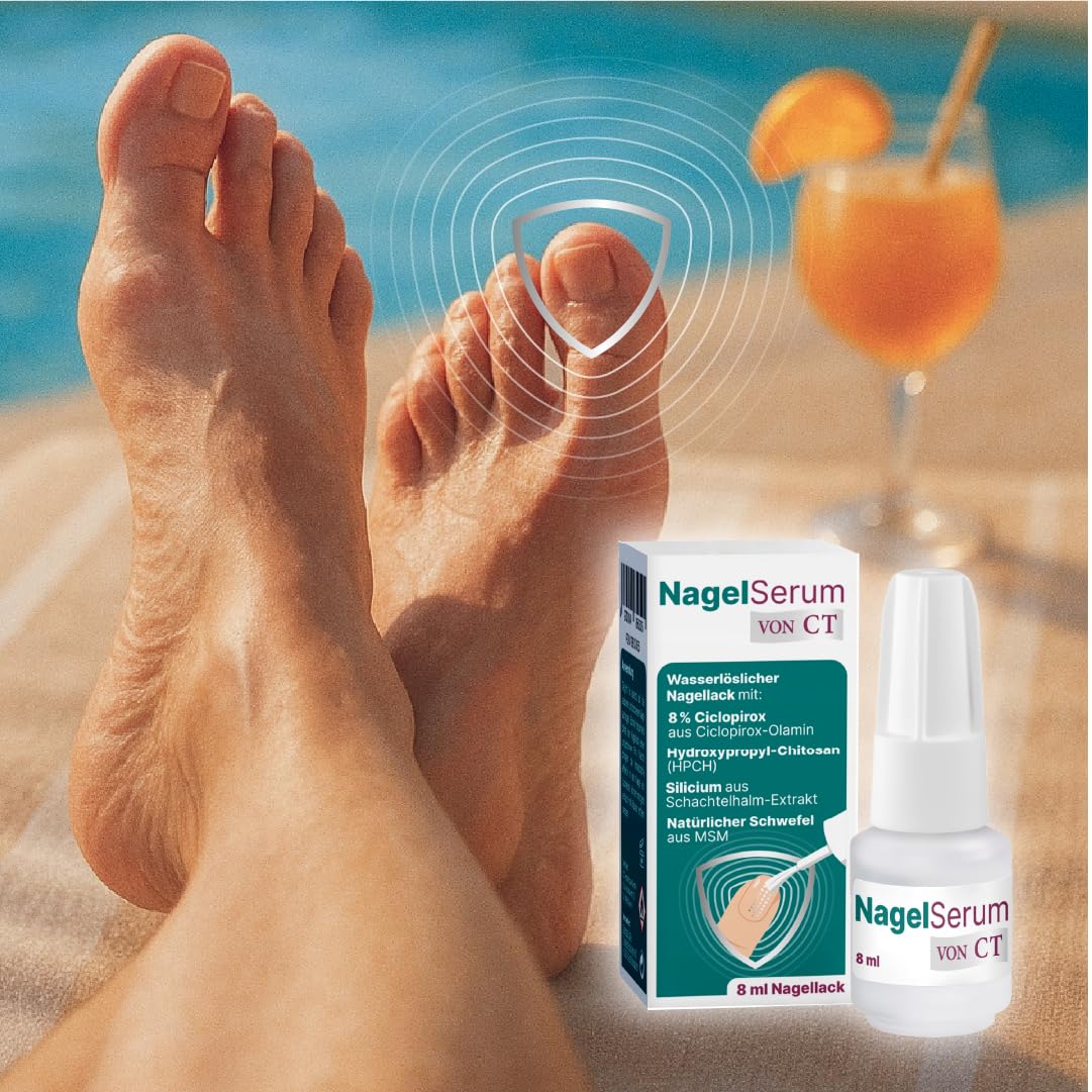 Nagelserum von CT 8ml - Nagelpflege bei verfärbten, verdickten Nägeln – mit 8% Ciclopirox – Wasserlöslicher Nagellack mit Chitosan (HPCH) – Regeneriert brüchige Nägel mit Silicium & MSM - PZN 19902455