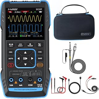 2C53T 3-in-1 Handheld Oscilloscope Multimeter DDS Generator, 2 Channels, 50MHz Bandwidth, 250MSa/s Sampling Rate, 20,000 Calculations, Voltage, Current, Capacitance, Resistance