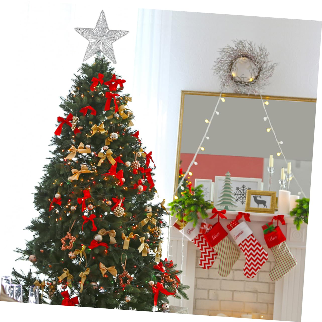 ABOOFAN 4pièces Treetop Star Fer pour Sapin De Noël Et Décoration Élégante pour Fêtes Et Ambiance Festive