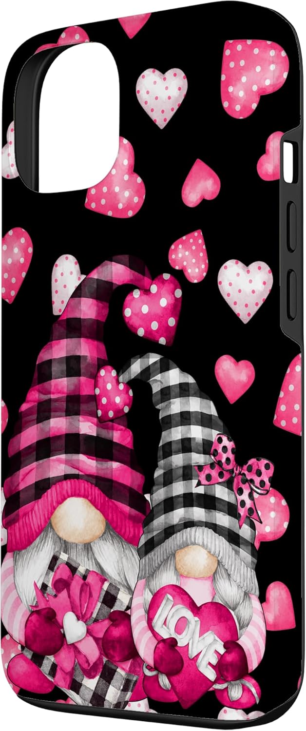Pink Buffalo Plaid Valentines Gnome Cute Love Heart Case for iPhone 13