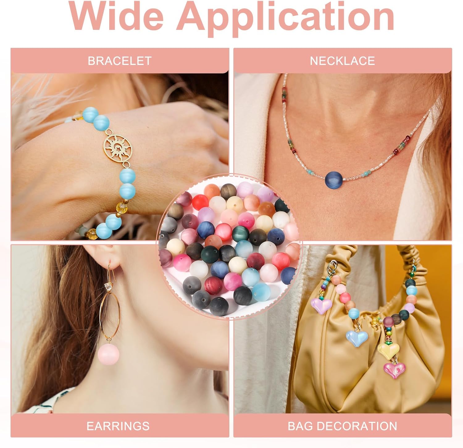 uxcell 10 Pcs Acrylic Round Beads, 16mm Loose Beads Frosted Bulk Spacer Bead for Bracelets Necklace Earring Jewelry Making DIY Handmade Crafts Decoration, Gray - Image 7