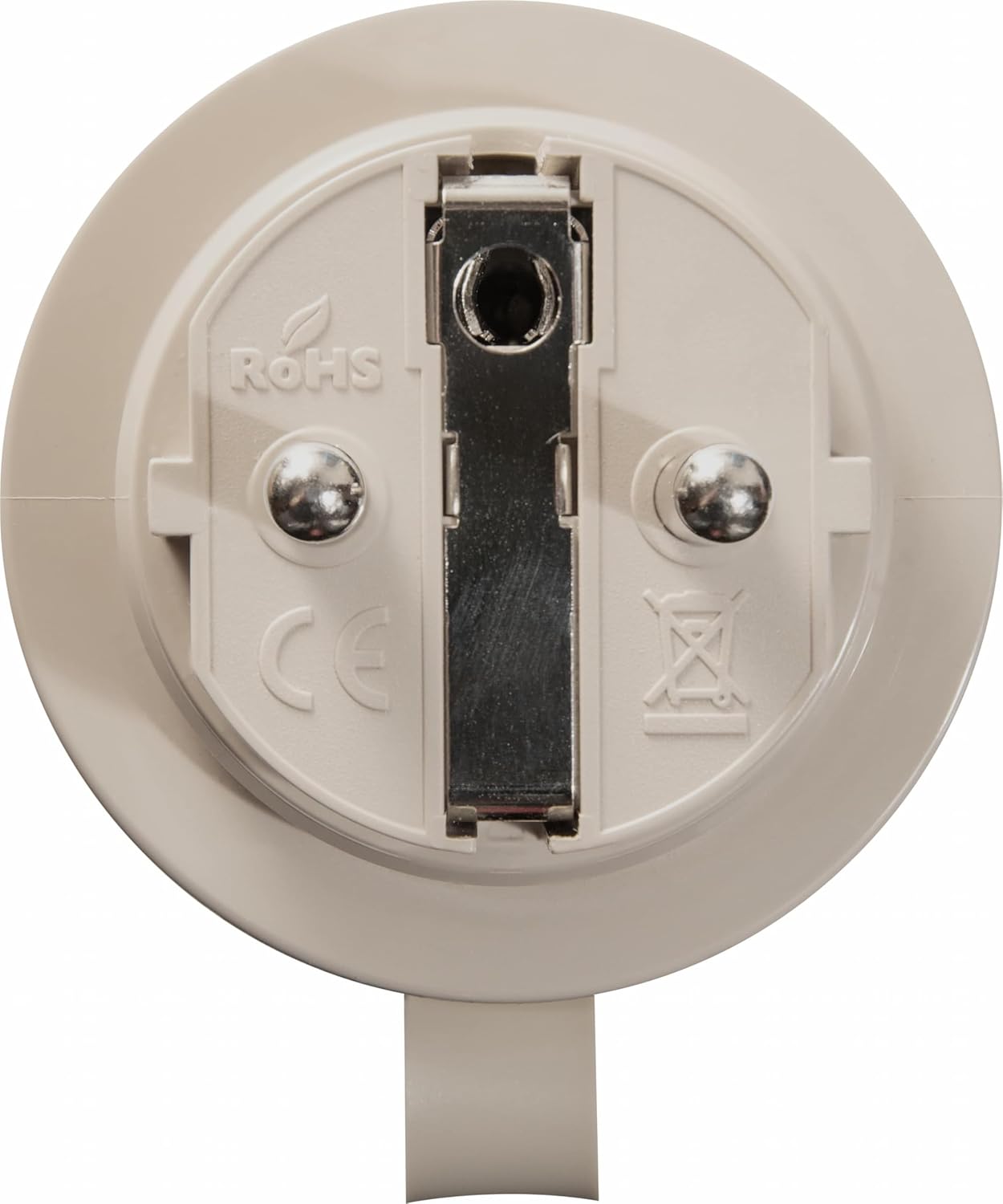 Фронт view of the Shelly Outdoor Plug S Gen3's socket with protective cover.