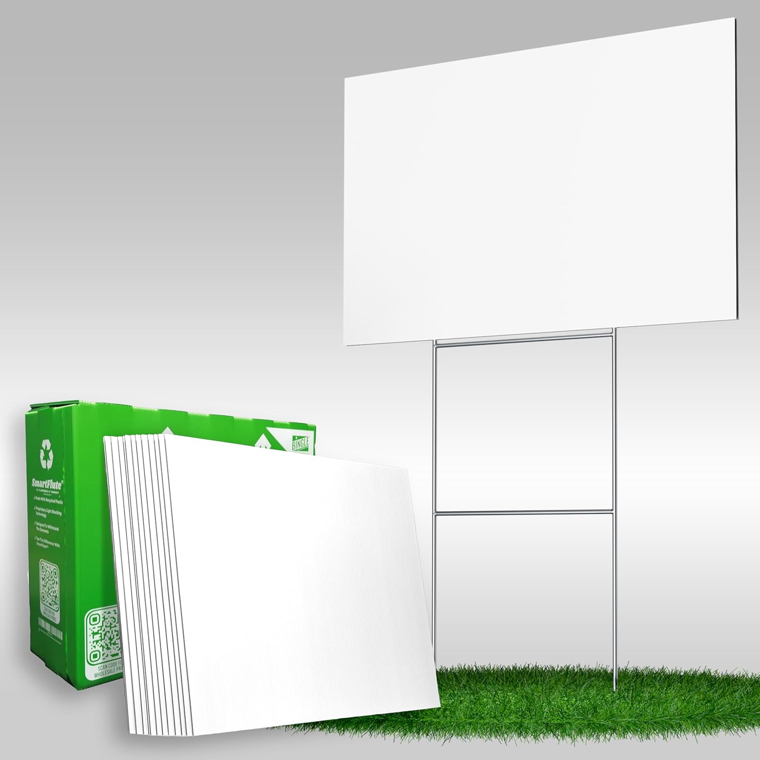 10 Blank SmartFlute® Yard Signs White 18x24" with Sign-Stakes for DIY Garage Sale, Renting, Open House, Real Estate, Businesses, or Political Rallies