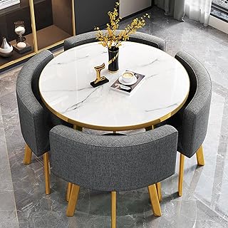 Modern Reception Negotiation Table Set with Chairs for Office Small Conference Room Coffee Table for Business Meetings Perfect for Lounge Living Room Kitchen Grey Color