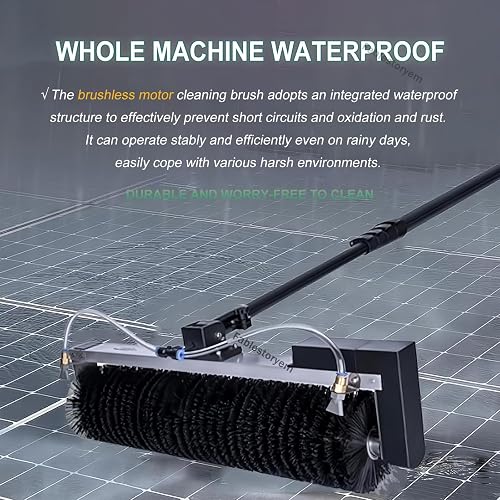 Kit per La Pulizia dei Pannelli Solari,Spazzola Rotante Automatica per La Pulizia,Spazzola per Pannelli Solari/Tetti,Spazzola Speciale per L'acqua del Tetto con Asta di Prolunga Regolabile,7.5M/25Ft - 8