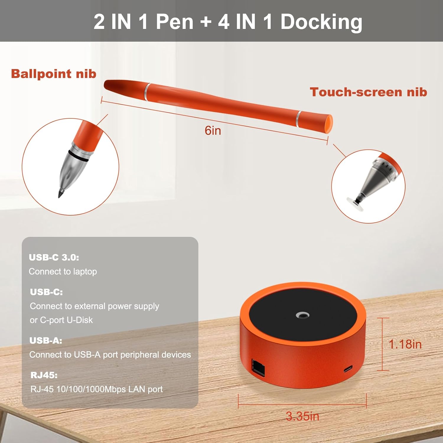 Magnetic levitation Pen with Multi-Function Docking Station, Stylus Screen Touch Pen, Orange Decoration Unique Gift Stress Relief Toys Helloween Gifts for Bussiness Partners Family