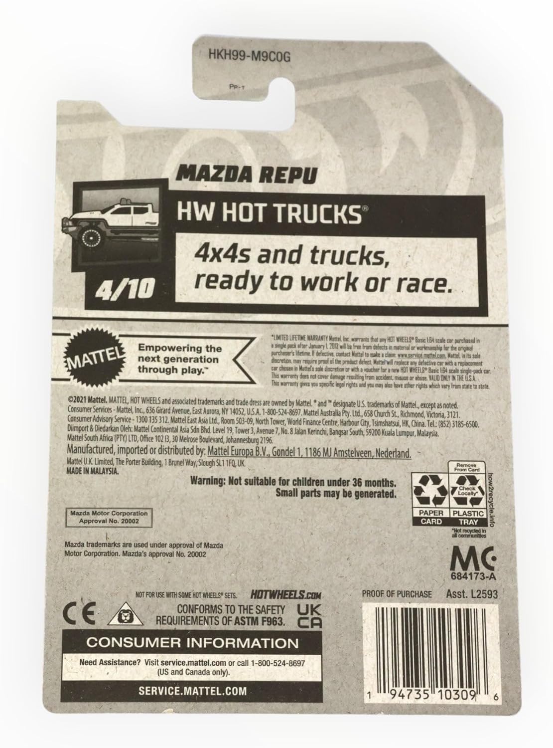 Hot Wheels Mazda Repu, HW Hot Trucks 4/10