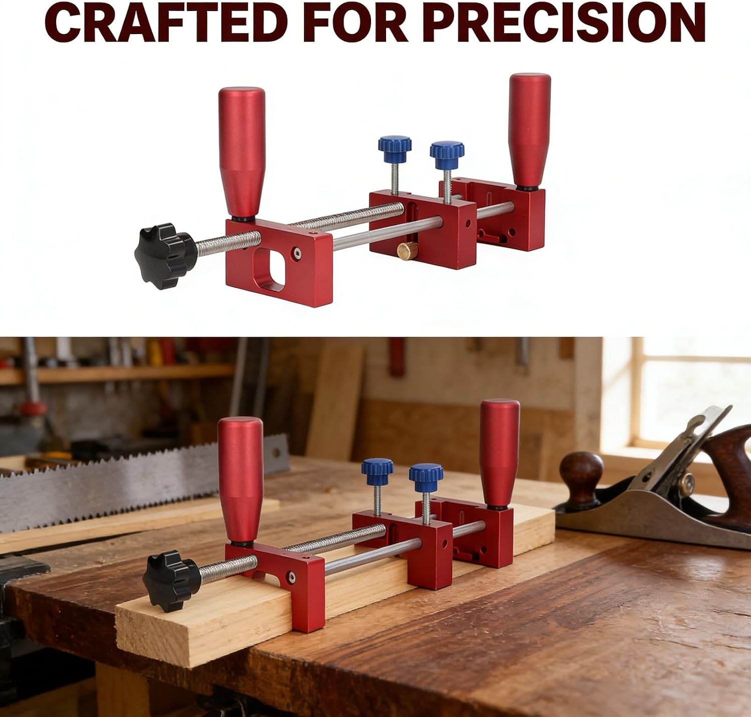 Woodworking Tenoning Safety Clamp Aluminum Alloy Manual Pusher Guide Clamp for Router Table Saw - Adjustable Screw Clamp, Strong Clamping Force, Ideal for Woodworking Tools and