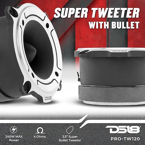 Miniatura 5 de DS18 Paquete de audio premium para automóvil, 2 altavoces PRO-X6.4BM de rango medio y 2 tweeters PRO-TW120 Super Bullet - Actualiza el sistema