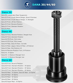 Camoo Inner Axle Side Seal Installation Tool for Dana 30/44/60 Front & Rear Differentials Compatible with Jeep, Ford, Dodge, Volve Chevrolet, GMC, International Scout, Jaguar, Isuzu, Mercury Mariner