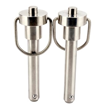 1 Pc Stainless Steel Ring Handle Locking Pin Ball Lock pins Quick Release pin with Button Locating pins Safety pins Dowels w/ Reinforced Lanyard (Dia.:1/2, 1-1/2in)