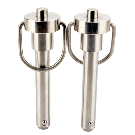 1 Pc Stainless Steel Ring Handle Locking Pin Ball Lock pins Quick Release pin with Button Locating pins Safety pins Dowels w/ Reinforced Lanyard (Dia.:1/2, 1-1/2in)