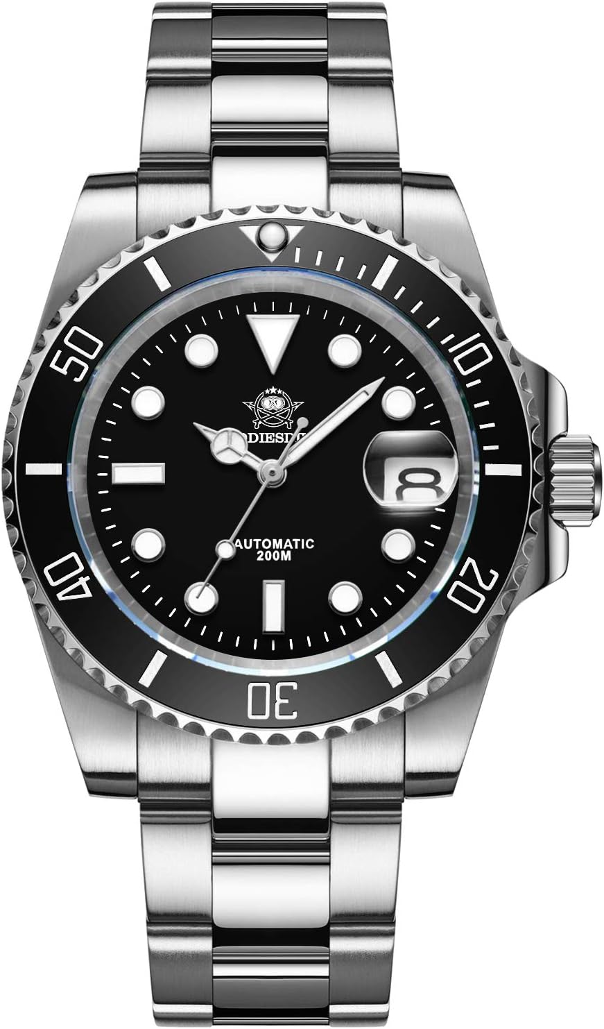 ADDIESDIVE Automatic Watch for Men Waterproof Diver 200 M Date Display Analog Steel Band Japan Mechanical Movement Mens Dive Watch