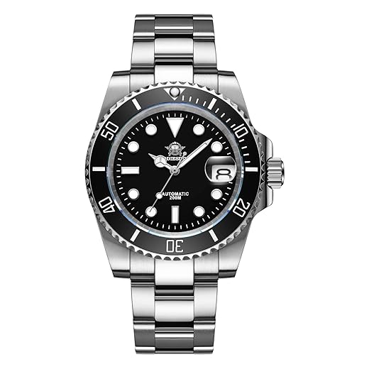 ADDIESDIVE Relógio de mergulho automático masculino, pulseira de aço, impermeável, mergulhador, 200 m, movimento NH35A