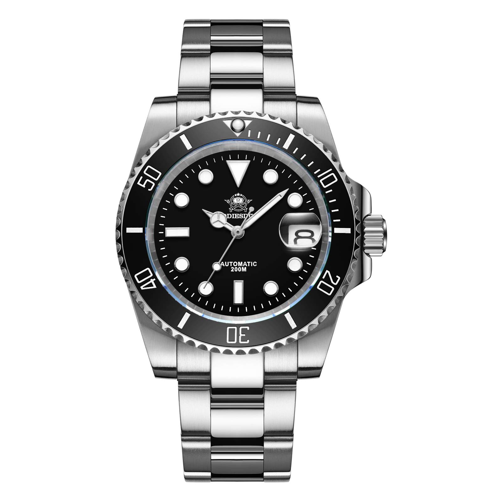 ADDIESDIVE Automatic Watch for Men Waterproof Diver 200 M Date Display Analog Steel Band Japan Mechanical Movement Mens Dive Watch