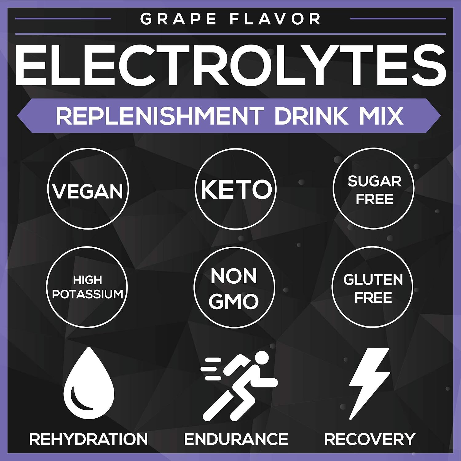 Electrolytes Powder | Sugar Free Electrolyte Replacement Supplement for Hydration | Keto Approved Electrolytes & Minerals Drink Mix | Grape Flavor
