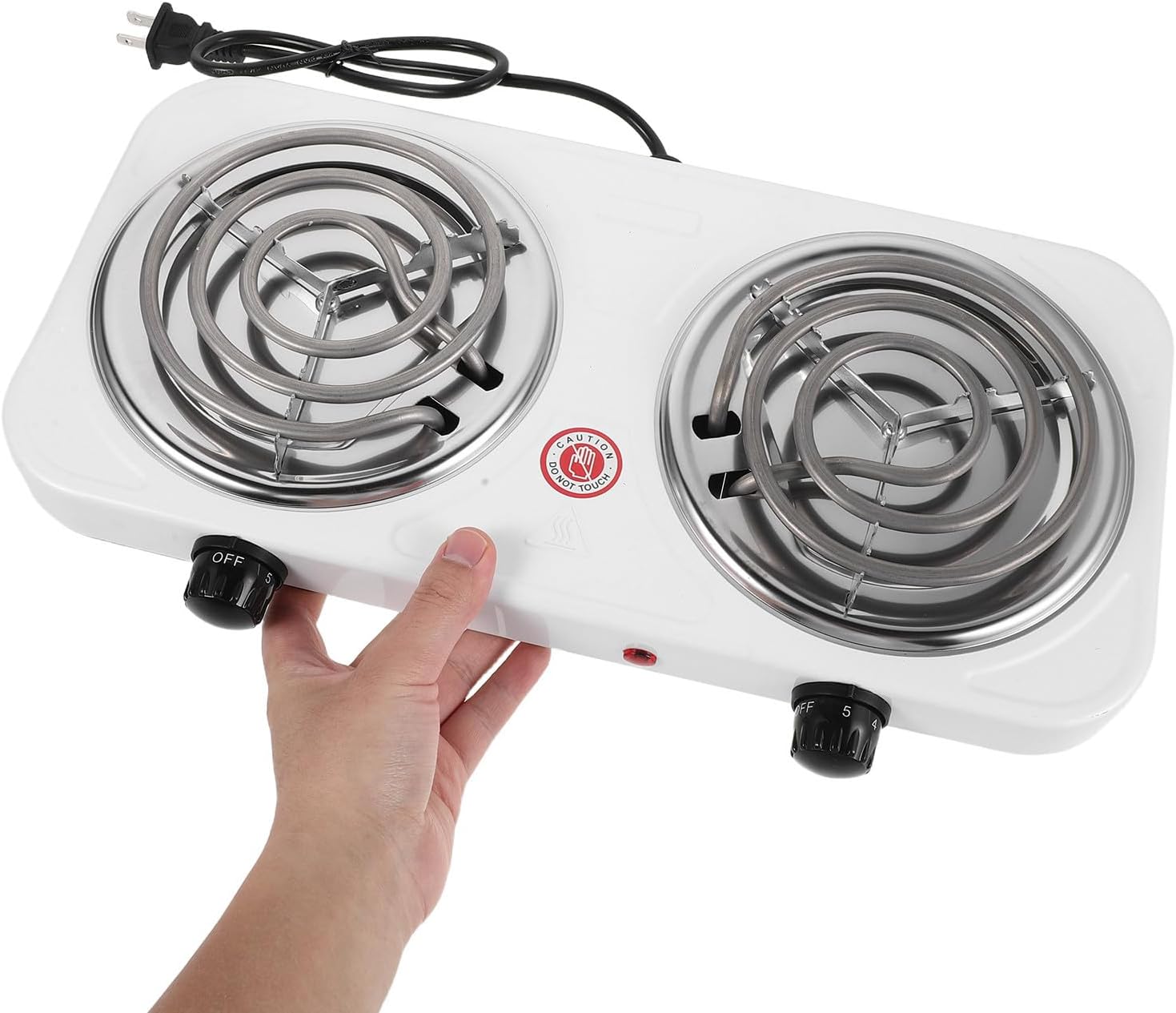 Alipis 2000w Double Burner Hot Plate Electric Cooktop with Adjustable Knob Controls and Dual Coil Heating Elements, Portable Stove for Rv and Small Kitchen Use, Consistent Heat