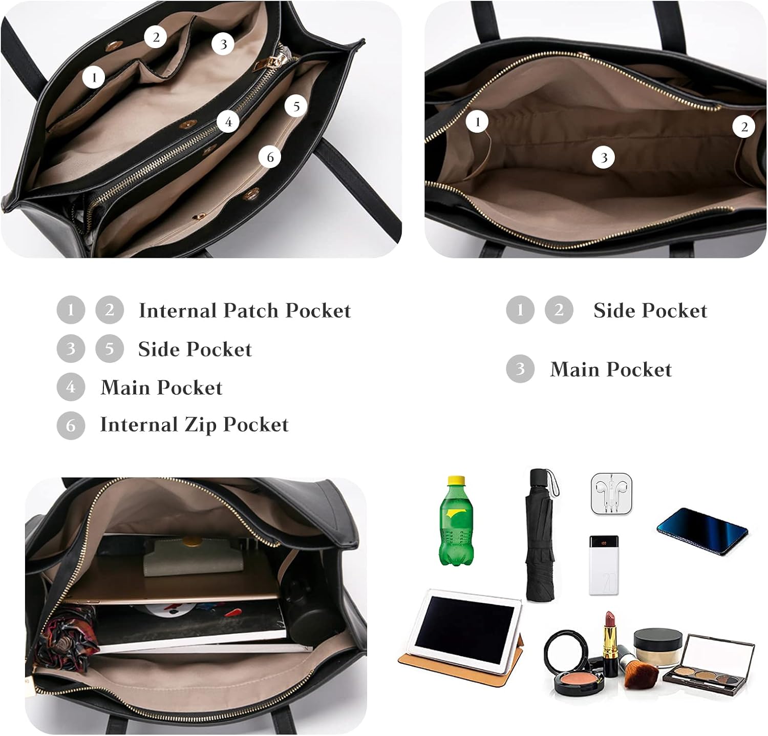 FANDARE Large Laptop Tote for Women - Waterproof PU Leather Handbag Shoulder Satchel for Office Work Business