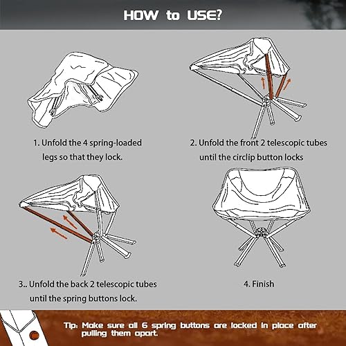 Miniatura 5 de Silla de camping portátil, silla plegable para mochileros de playa para adultos, senderismo, escalada, picnic para exteriores con bolsa de
