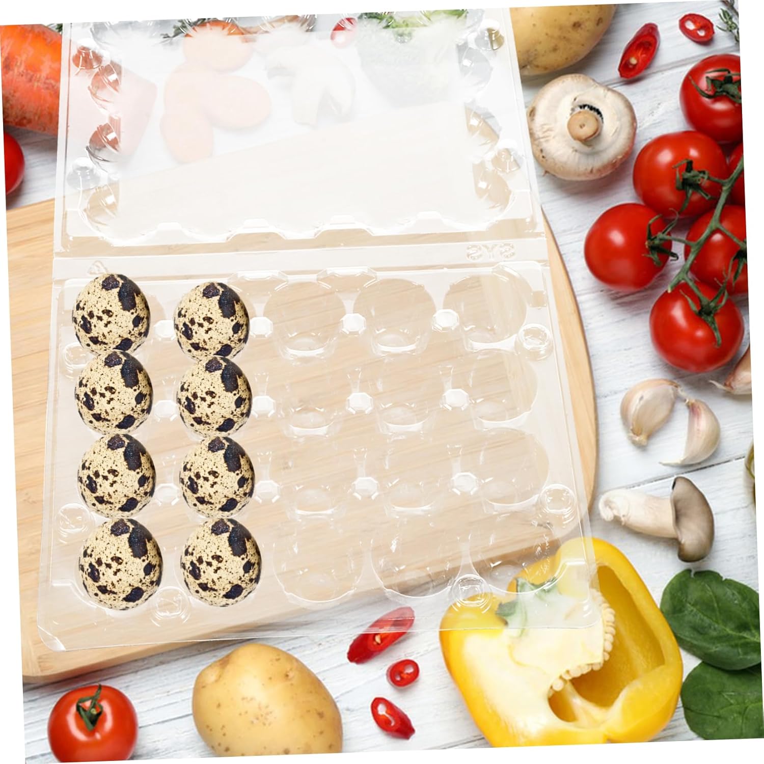 50pcs Quail Egg Storage Box Plastic Egg Tray for Refrigerator Tight Lock Design