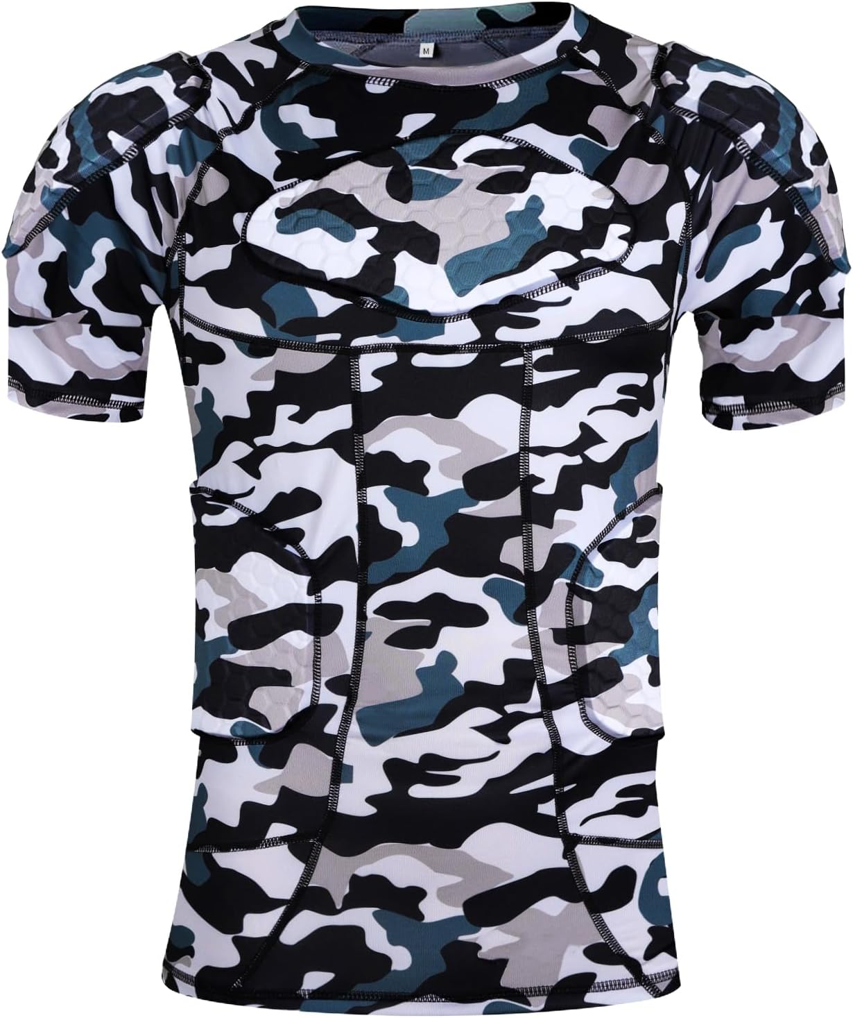 Eicolorte Men Padded Proctective Shirt Pads Chest Rib Protector Padded Football Shirt Protective Gear