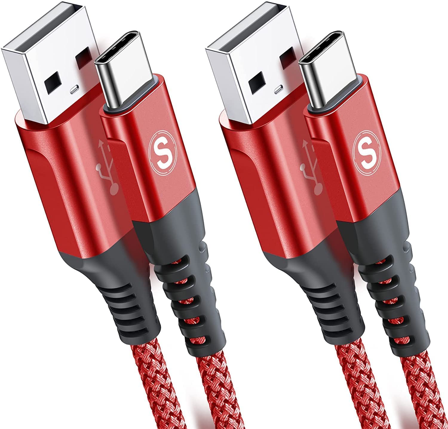 Sweguard USB C Fast Charge Cable 3.1A [2 Pack, 3.3ft] – Nylon Braided, Compatible with Galaxy S22, S21, Pixel, LG & More
