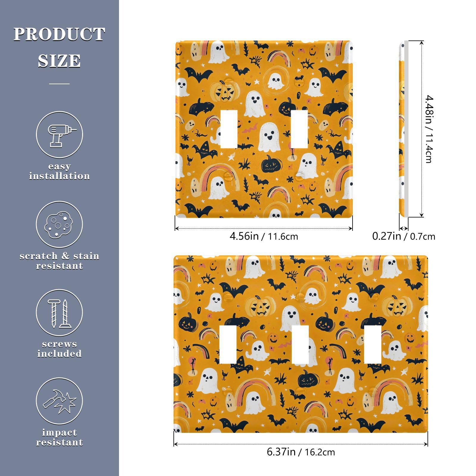 UMIRIKO Halloween Pumpkins Ghosts Bats Light Switch Cover Plate Covers Decorative Double Toggle Home Decor 202b7105