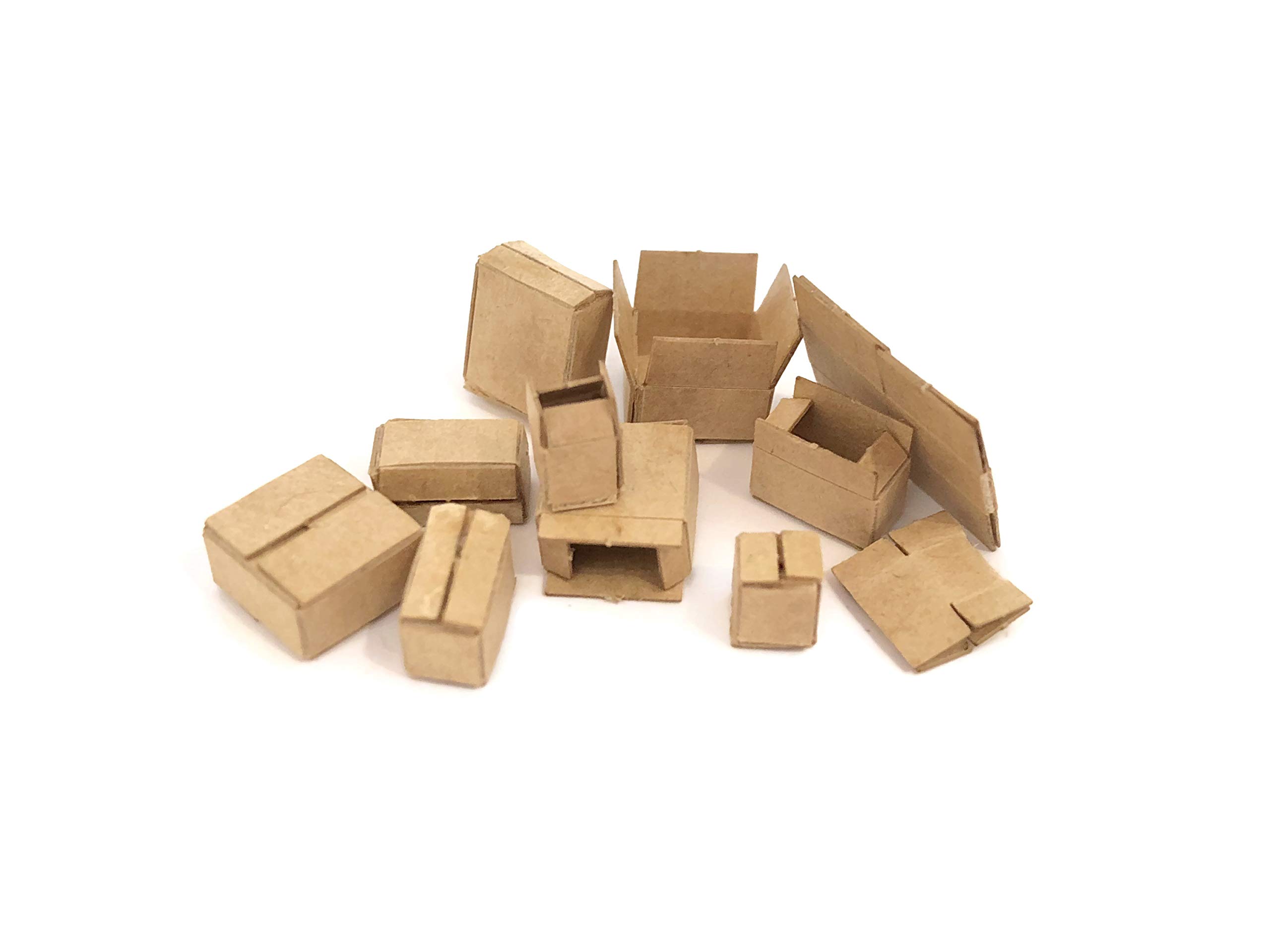 Scale Model Scenery LX165-OO Laser Cut Miniature Cardboard Boxes (Pack of 35) For OO Scale Model Railway Layouts & 1:76 Diecast Dioramas