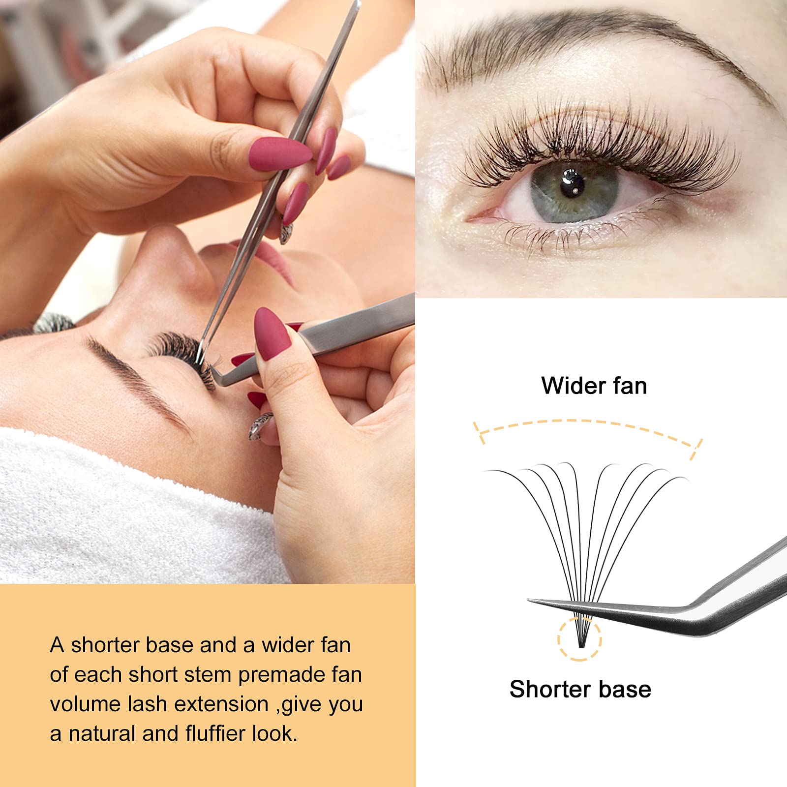 Premade Fan Volume Lash Extensions 8D 0.08D 10mm Russian Pre Made Fan Lashes | 3D-8D 0.07/0.10 C/D Curl 8-15mm | Long Lasting | Easy Application（8D 0.08D 10mm） — view 5