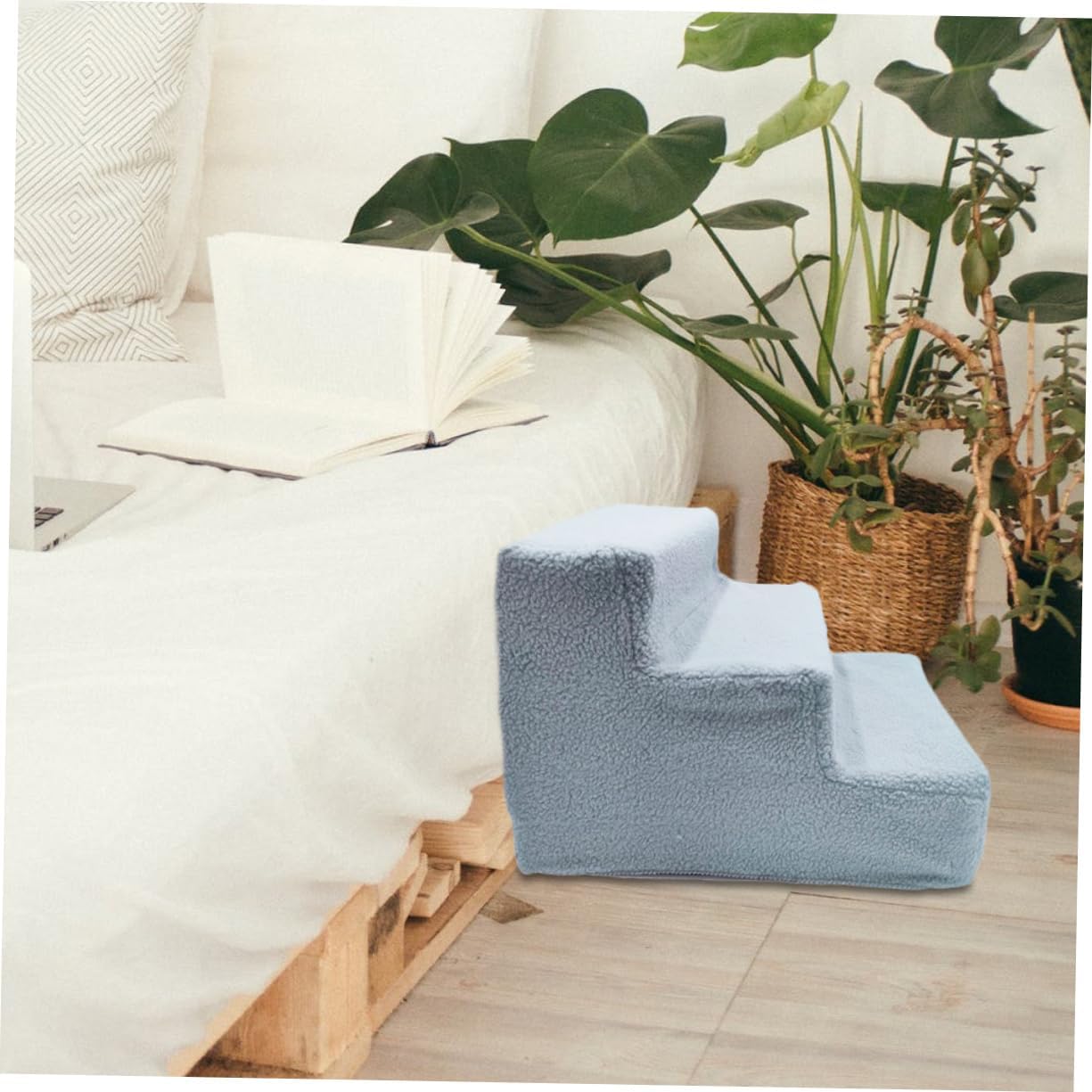 BESTonZON Pet Step Ladder for Dogs and Cats Sturdy Climbing Stairs for Couch and Bed Non- Design Easy to Use Pet Ramp for Puppies and Kittens Grey