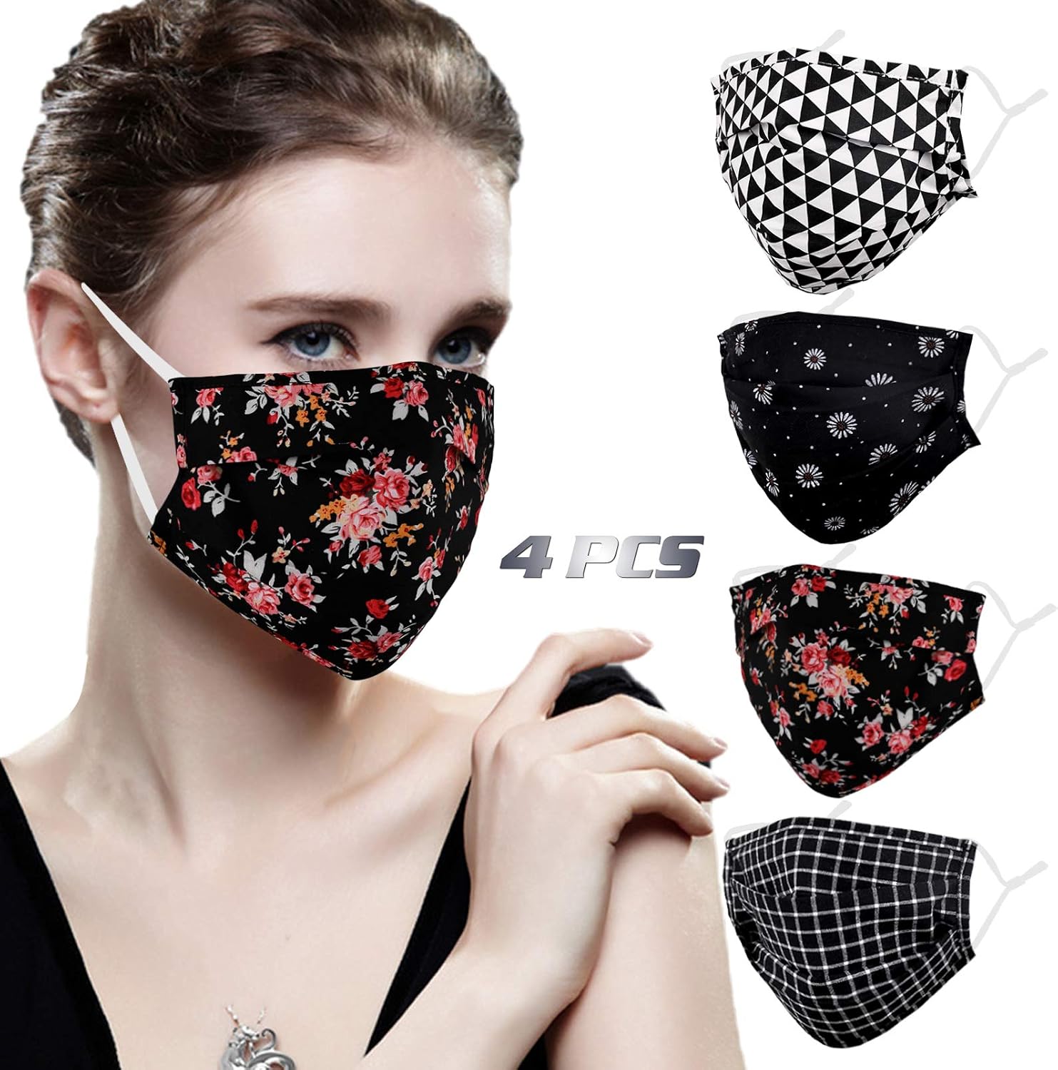 Genovega Stylish Face Mask with Adjustable Ear Loops, Folding Breathable Decorative Facemask for Women Man