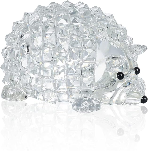 Movdyka Glass Hedgehog Figurine Collections Statues Crystal Annimal Hedgehog Home Decorative Ornaments Gifts for Women