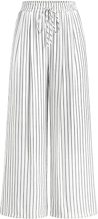 20% off: PRETTYGARDEN Womens Pants Elastic Waist Striped Lightweight Palazzo Pant | Casual Lounge Wide Leg Pants …