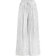 PRETTYGARDEN Womens Pants Elastic Waist Striped Lightweight Palazzo Pant