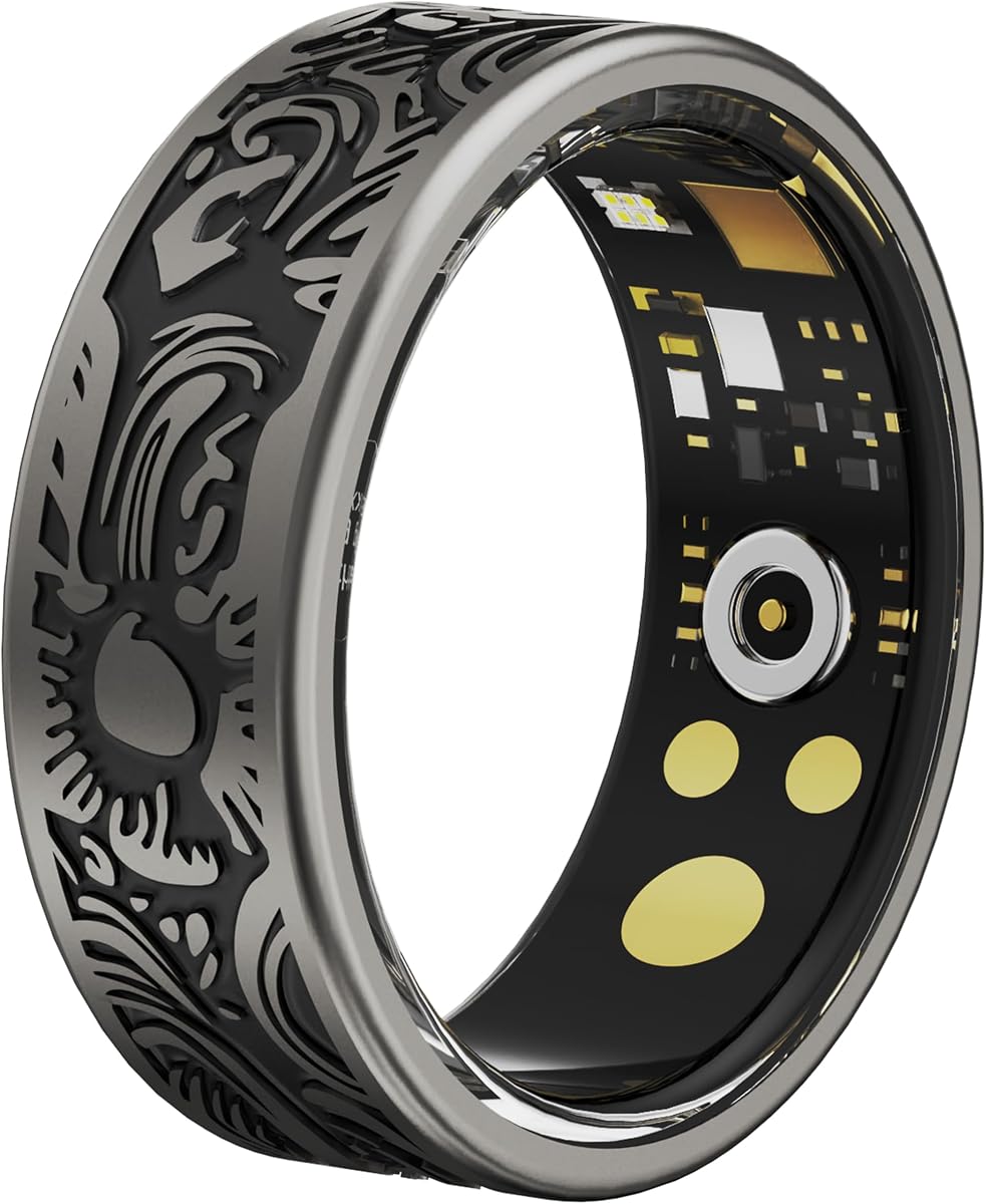 Smart Ring Heart Rate Monitor Sleep Ring Fitness Tracker Blood Pressure Step Counter Calorie Pedometer Waterproof Health Vintage Smart Rings for Men Women Unique Anillo Inteligente