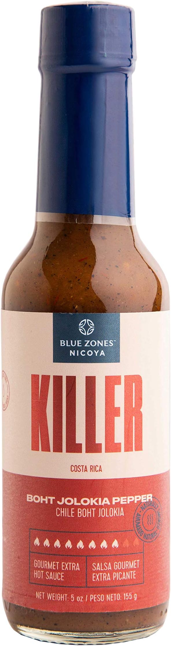 Blue Zones Nicoya Gourmet Hot Sauce, Costa Rican Bhut Jolokia Peppers, Extra Hot Killer Flavor, Gluten-Free (5-ounce)